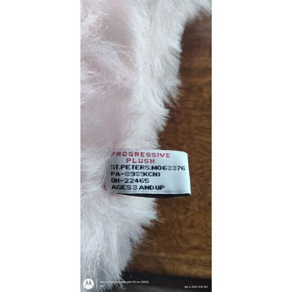 Vintage Progressive Plush Teddy Bear Soft Pink Bow 13" Stuffed Animal Toy origin - Picture 12 of 13